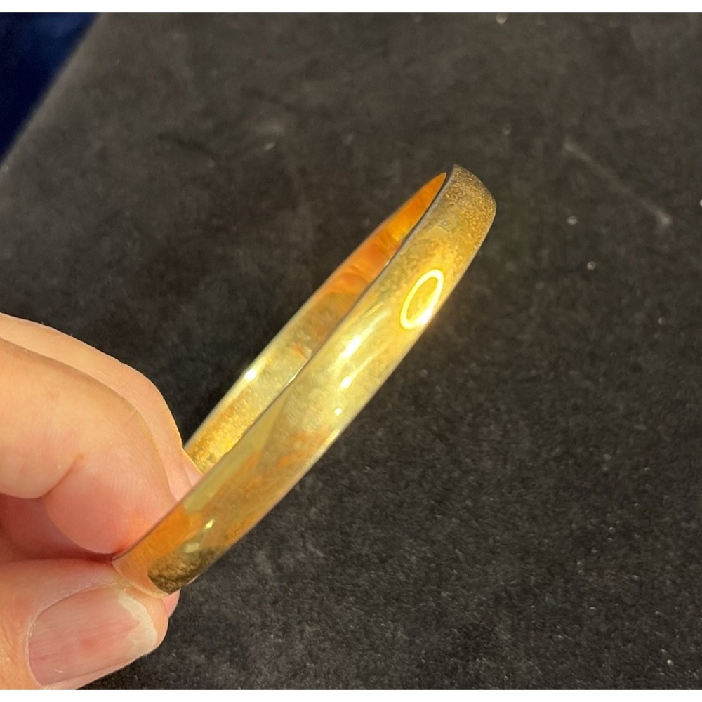 Vintage Monet Smooth Gold Plated Bangle Bracelet Signed Mid Century Modern - Picture 5 of 6